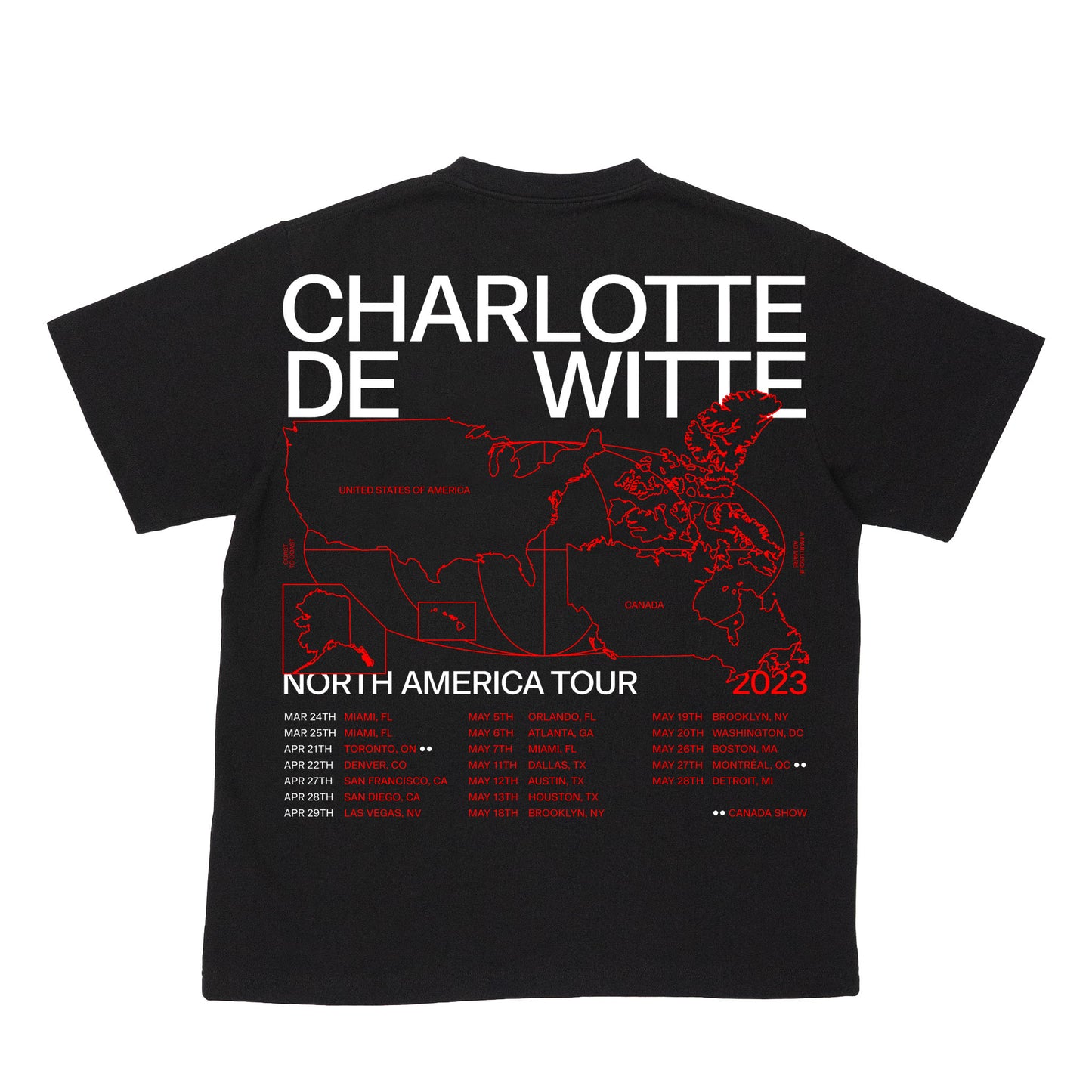 Charlotte de Witte North America Tour Map Tee